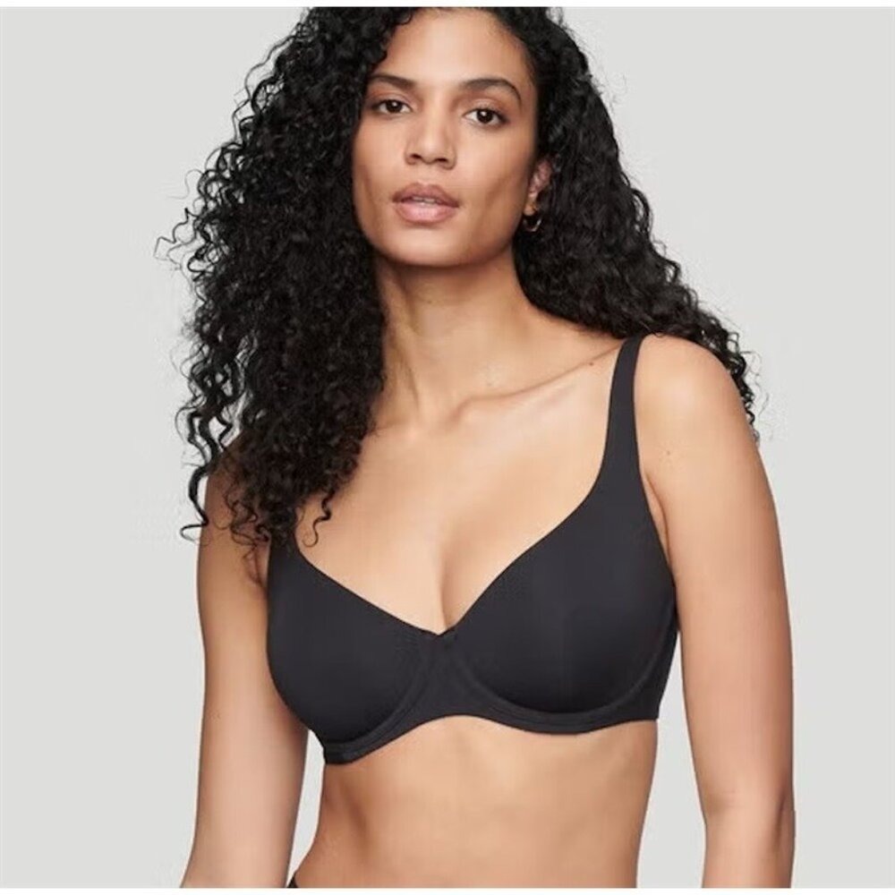 NWOT CUUP 34G The Scoop Black Microfiber Underwire Bra 126311
